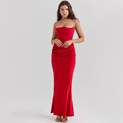 Slim Tube Top Long Bandeau Backless Party Dress