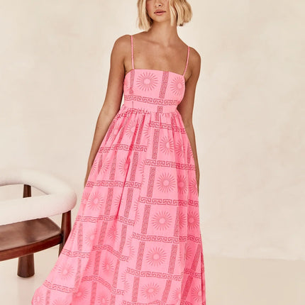 Pinkish Sunny Back Cutout Sling Dress