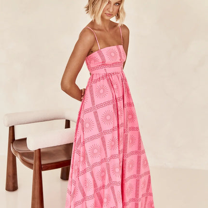 Pinkish Sunny Back Cutout Sling Dress