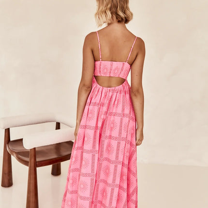 Pinkish Sunny Back Cutout Sling Dress