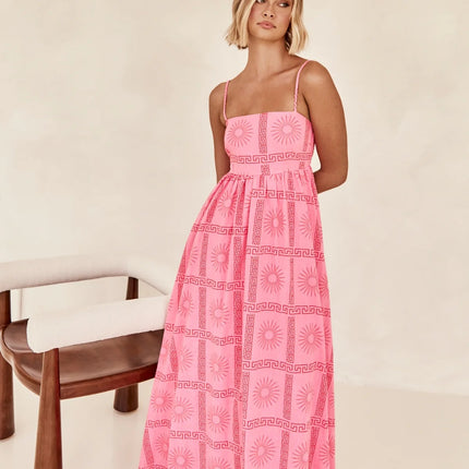 Pinkish Sunny Back Cutout Sling Dress