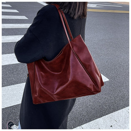 Vintage Leather Athletic Shoulder Tote Bag