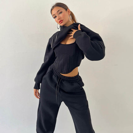 Hooded Sweater & Pants 3-Piece Set