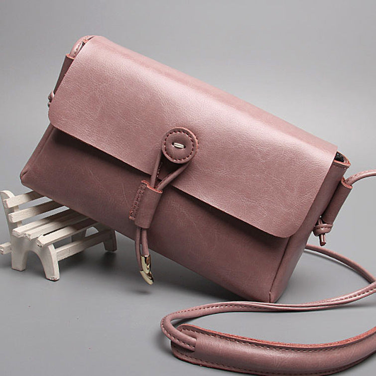 Korean Leather buttons shoulder Handbag