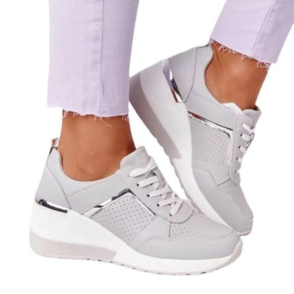 Plus Size Casual Platform Lace-up Wedge Shoes