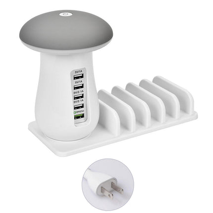 Mushroom Charging Dock Station LED Light Lamp 5-Port
