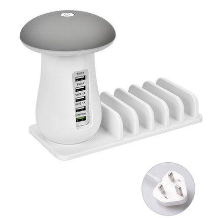 Mushroom Charging Dock Station LED Light Lamp 5-Port