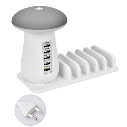 Mushroom Charging Dock Station LED Light Lamp 5-Port