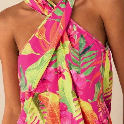 Tropical Plant Printed Women's Tight-Fitting Top