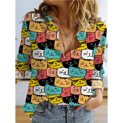 3d Printed Long Sleeve Turn-down Collar Casual Shirt