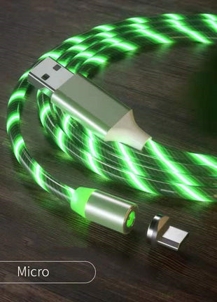 マグネット式2mケーブル マグネット急速充電 照明付きMicro USBケーブル LED