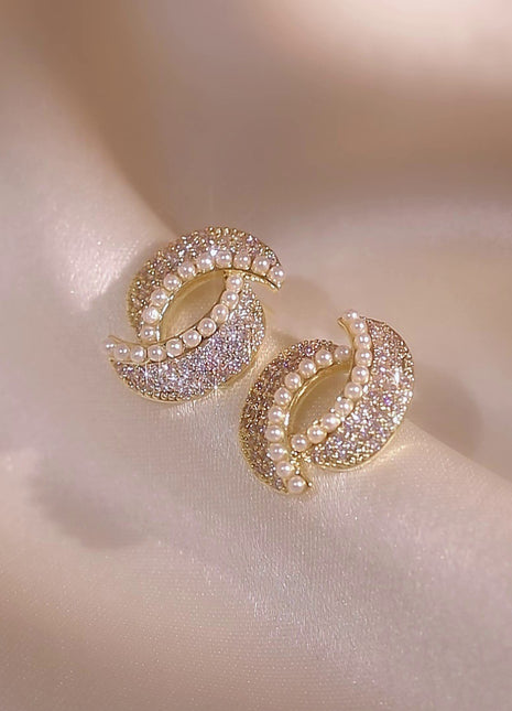 Full Rhinestone Stud Earrings