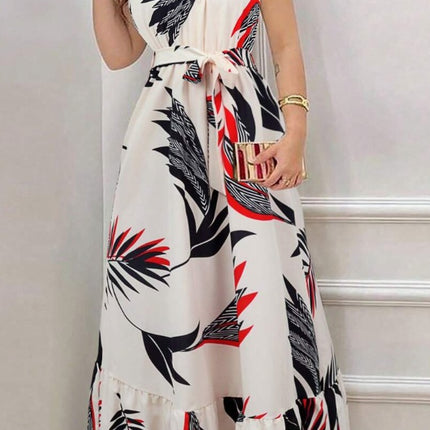 Plant Sleeveless Vacation Maxi Dress