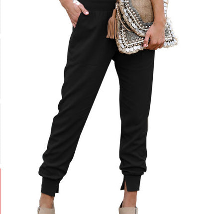 High Waist Cropped Trousers with Slits
