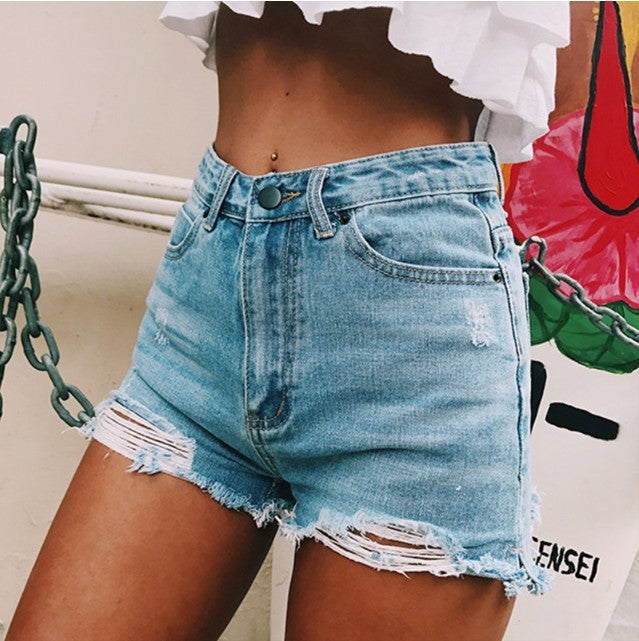 Retro Ins Hot Classic Ripped Denim Shorts
