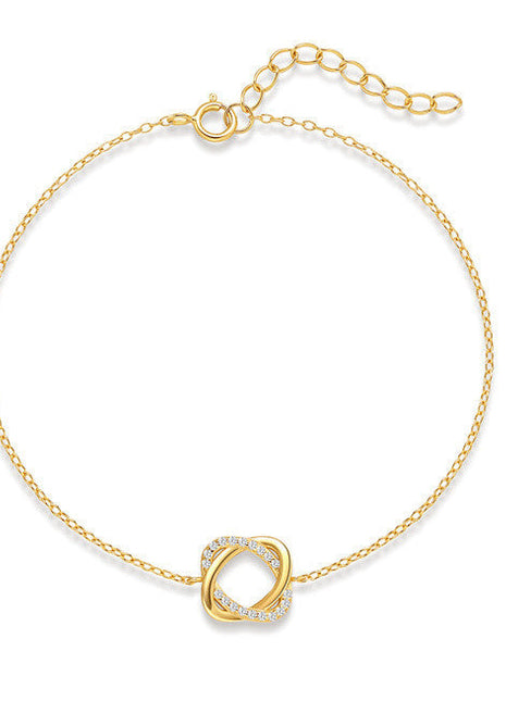 925 Sterling Silver Rose Ring Bracelet – Gold-Plated Zircon Women's Jewelry