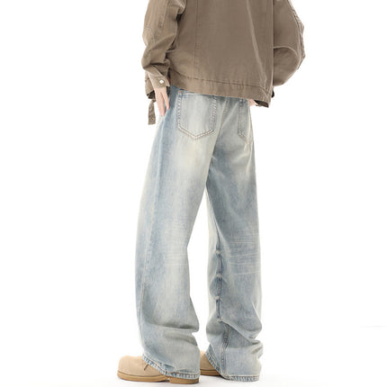Retro Light Blue Straight Casual Jeans