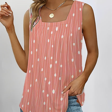 Dot Sleeveless Square Collar Vest Top