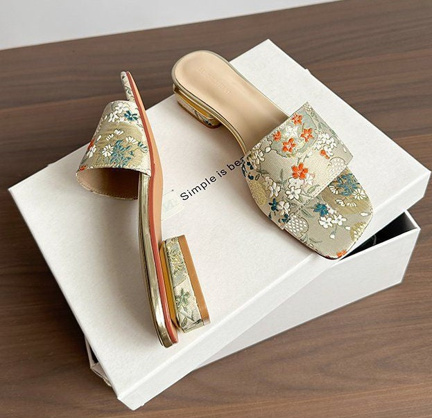 Outdoor Leather Square Toe Mule