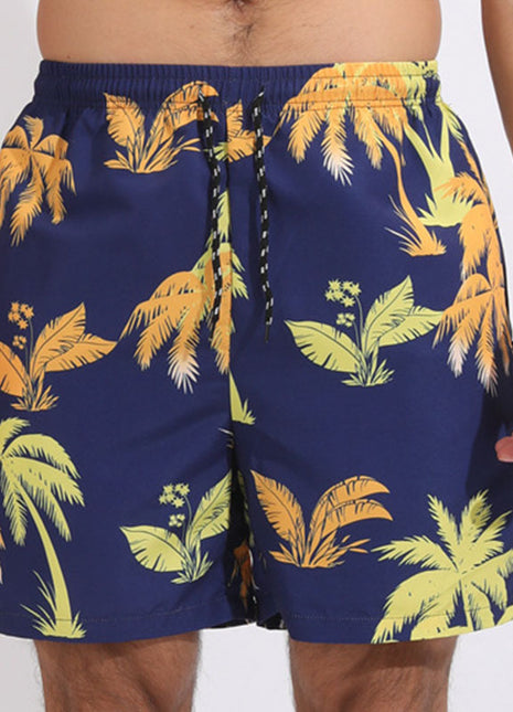 Pantalones cortos de playa de coco azul oscuro y amarillo