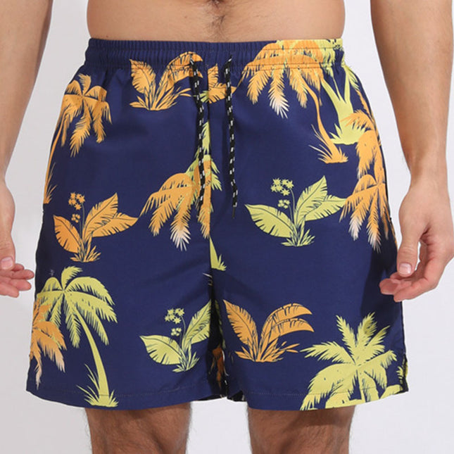 Dark Blue and Yellow Coconut Beach Shorts
