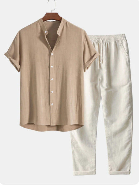 Conjunto Casual de Algodón y Lino para Playa Holgado