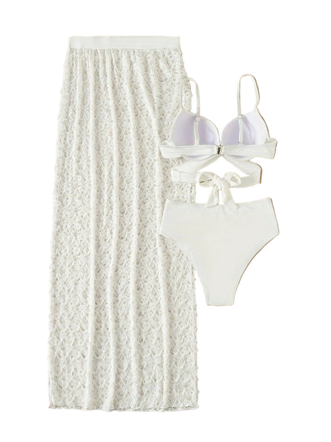 Women's Elegant Gathered 3-Piece Bikini Set