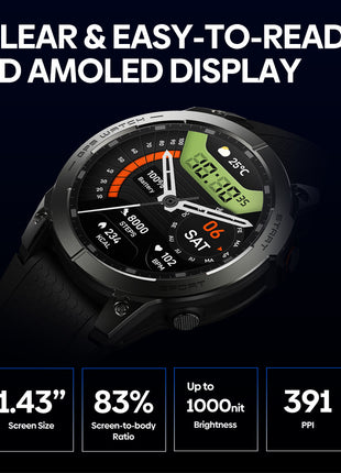 ساعة Zeblaze Stratos 3 Pro الذكية – ساعة رياضية بشاشة AMOLED ونظام GPS وحماية IP68