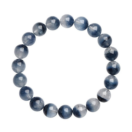 Natural Crystal Half Pot Blue Rabbit Hair Round Bead Bracelet