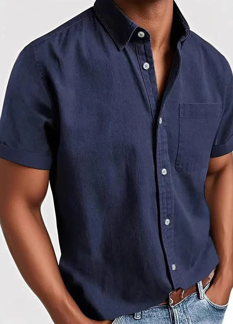 Camisa cruzada de hombre de manga corta