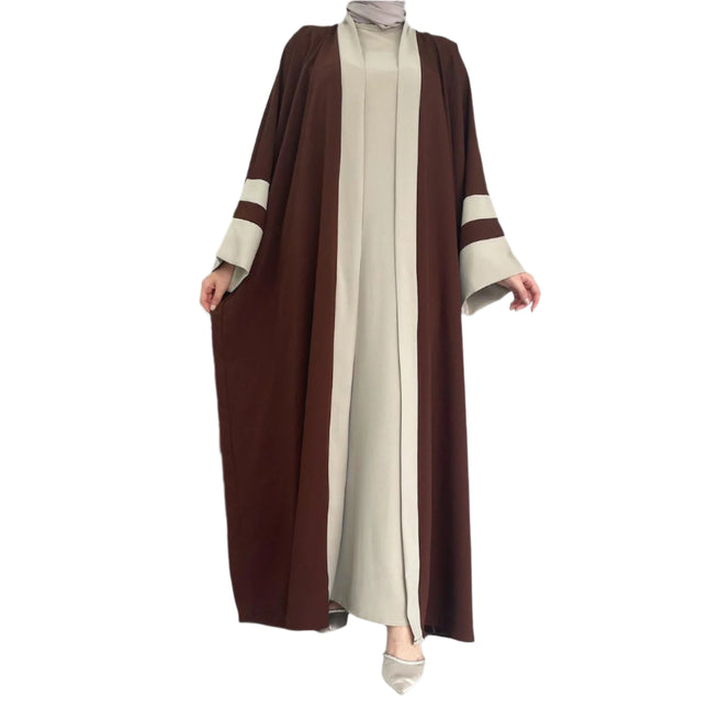 Elegant Brown Abaya with Headscarf