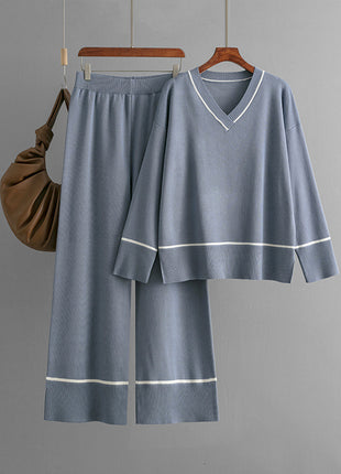 Loose Casual Knitted Sweater Pullover Two-piece Set