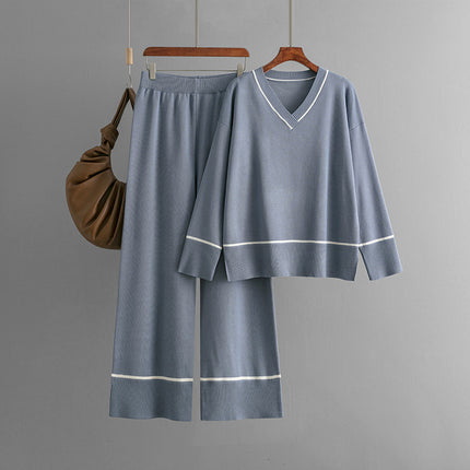 New Loose Casual Knitted Sweater Pullover Two-piece Set