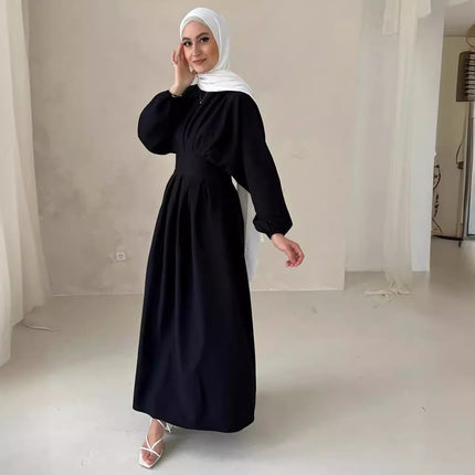 Solid Color Drawstring Sleeve Abaya