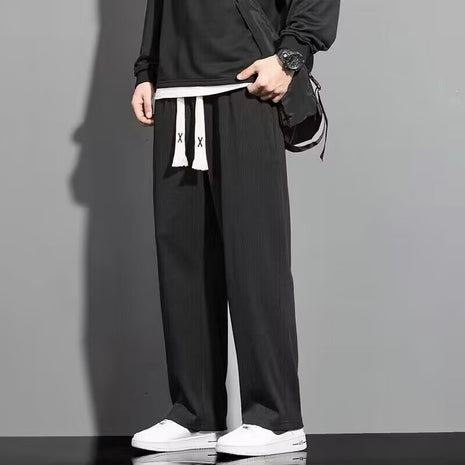 薄手ゆったりストレートカジュアルパンツ