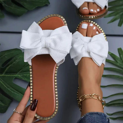 Bottom Rhinestone Bowknot Cloth Flat
