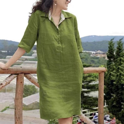 V-neck Loose Mid-length Dress