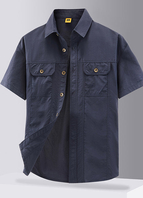 Camisa de trabajo lisa informal para hombre