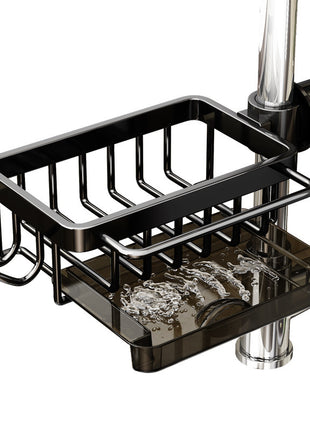 Aluminium Sink Faucet Storage Rack – Multi-Functional Kitchen Organizer & Drain Basket