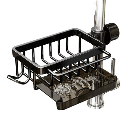 Aluminium Sink Faucet Storage Rack – Multi-Functional Kitchen Organizer & Drain Basket