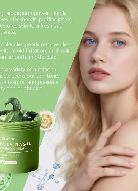 Viareline Holy Basil Bubble Deep Mask | Oxygenating Pore Detox & Hydration Mask