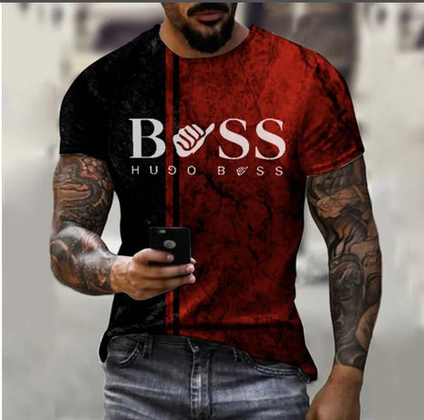 Manga Corta Estampada Casual de Moda