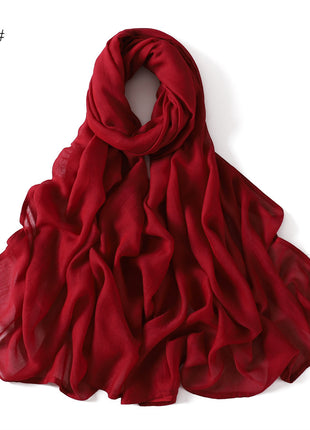 Solid Color Wide-brimmed Cotton And Linen Monochrome Scarf Veil