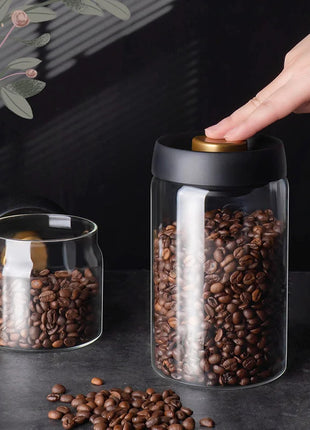 Vacuum Airtight Sealed Glass Jar for Coffee Beans Canister Kitchen Food Grains Candy Keep Fresh and Good