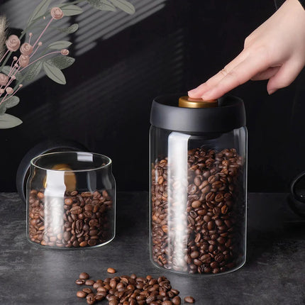 Vacuum Airtight Sealed Glass Jar for Coffee Beans Canister Kitchen Food Grains Candy Keep Fresh and Good