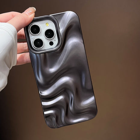 iPhone 14/15/16 All Models Matte Black Water Ripple Case
