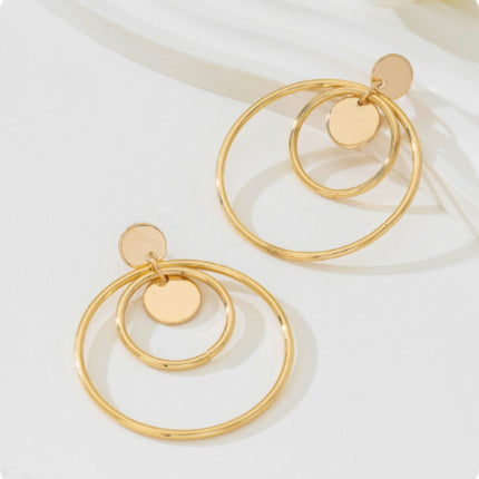 Multi-Layer Circular Earrings, New Fashionable And Trendy