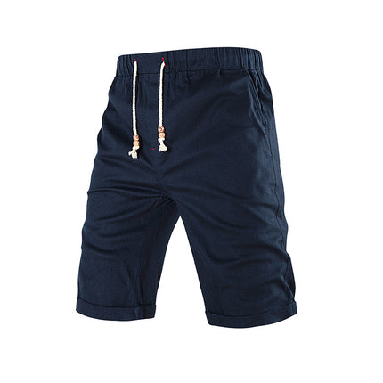 Summer Sports Casual Shorts Drawstring Zipper Pocket With Solid Color