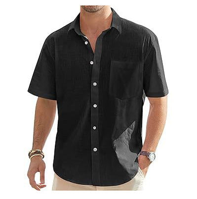 Camisa de manga corta de algodón y lino