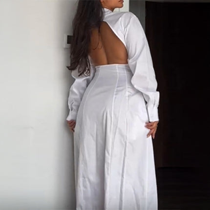 Sense Backless Waist Trimming Dress